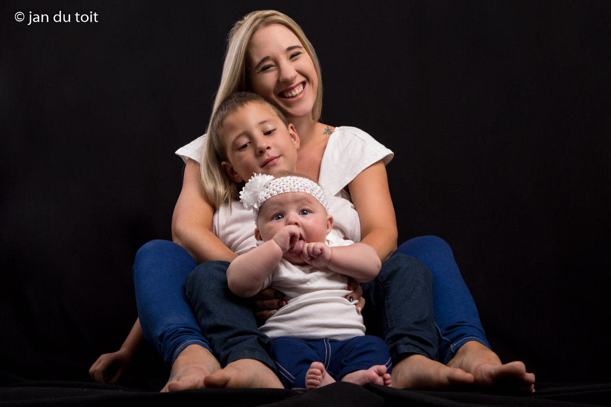 Family Photo Shoot with Geraldine Startup and her children taken at our Studio in Witpoortjie, Roodepoort